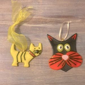 2 original artisan made glass cats